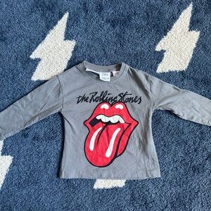 Zara Kids Grey Rolling Stones Long Sleeve Shirt